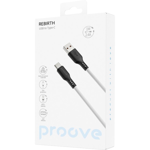 Фото - Кабель Proove Rebirth Type-C 2.4A 1m White (CCRE60001202)